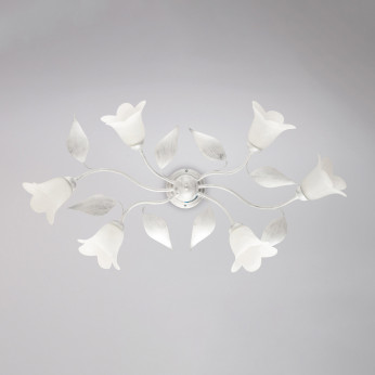 Be Light Plafoniera grande con struttura linee classiche in metallo e diffusore in vetro Olga