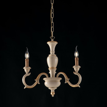 Bonetti Illumina Lampadario in stile classico in legno a 3 luci Fiorenza