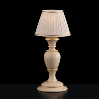 Bonetti Illumina Lampada da comodino in legno con paralume in plisse bianco Fiorenza