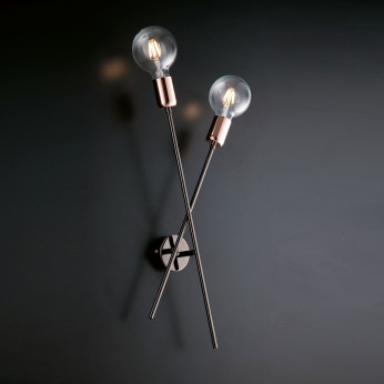 Bonetti Illumina Applique da parete cromato nero 2 luci con rifiniture oro rosa Bloom
