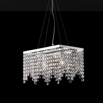 Bonetti Illumina Lampada a sospensione in metallo cromato 2 luci con strass in cristallo Penelope