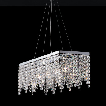 Bonetti Illumina Lampada a sospensione in metallo cromato 4 luci con strass in cristallo Penelope