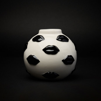 Blogo Vaso in ceramica dal design particolare con labbra nere Mouth
