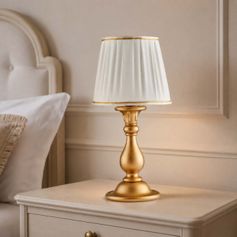 Bonetti Illumina Abat jour classica in legno e paralume in tessuto Lucca