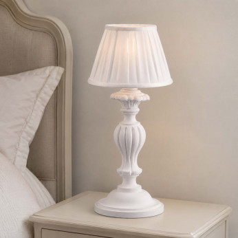Bonetti Illumina Abat jour in legno con paralume in plissé bianco Leonardo