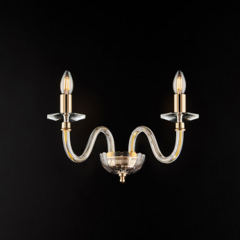 Bonetti Illumina Applique classica da parete 2 luci con struttura in metallo e dettagli in vetro Franz