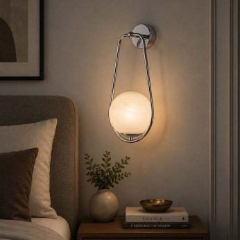Bonetti Illumina Applique da parete moderna con struttura in metallo e diffusore in vetro Afrodite