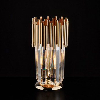 Bonetti Illumina Applique da tavolo moderna con struttura in metallo e paralume in vetro Ravel