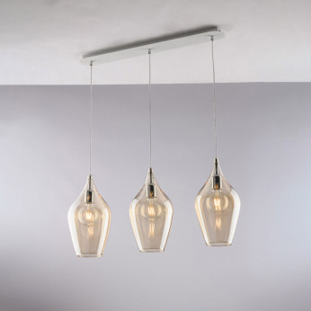 Bonetti Illumina Lampada a sospensione con 3 diffusori lineari in vetro dal design moderno Ares