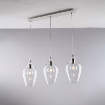 Bonetti Illumina Lampada a sospensione con 3 diffusori lineari in vetro dal design moderno Ares