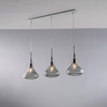 Bonetti Illumina Lampada a sospensione con 3 diffusori lineari in vetro dal design moderno Nemesi
