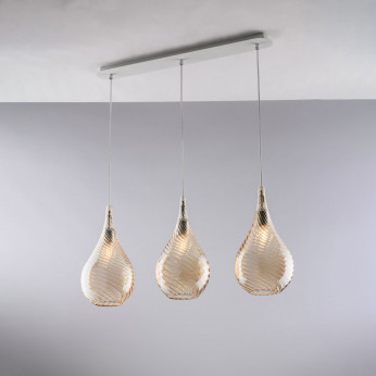 Bonetti Illumina Lampada a sospensione con 3 diffusori lineari in vetro dal design moderno Pluvia