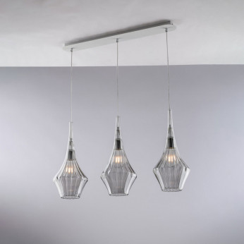 Bonetti Illumina Lampada a sospensione con 3 diffusori lineari in vetro dal design moderno Zeus