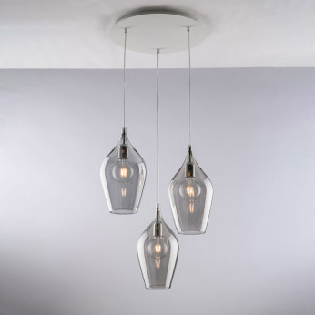 Bonetti Illumina Lampada a sospensione con 3 diffusori pendenti in vetro dal design moderno Ares