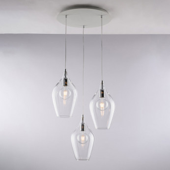 Bonetti Illumina Lampada a sospensione con 3 diffusori pendenti in vetro dal design moderno Ares