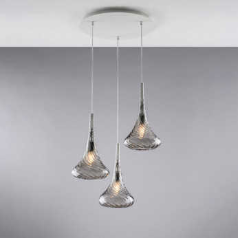 Bonetti Illumina Lampada a sospensione con 3 diffusori pendenti in vetro dal design moderno Nemesi