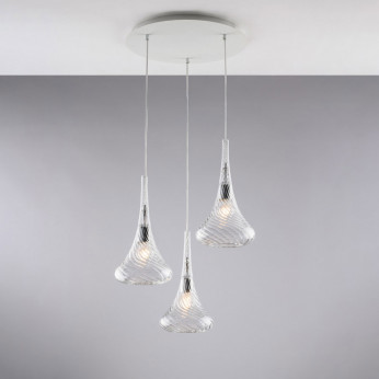 Bonetti Illumina Lampada a sospensione con 3 diffusori pendenti in vetro dal design moderno Nemesi