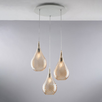 Bonetti Illumina Lampada a sospensione con 3 diffusori pendenti in vetro dal design moderno Pluvia