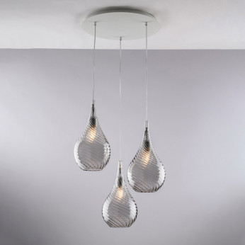 Bonetti Illumina Lampada a sospensione con 3 diffusori pendenti in vetro dal design moderno Pluvia