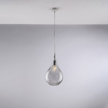 Bonetti Illumina Lampada a sospensione con singolo diffusore in vetro dal design moderno Pluvia