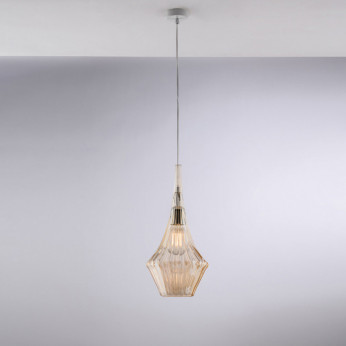 Bonetti Illumina Lampada a sospensione con singolo diffusore in vetro dal design moderno Zeus