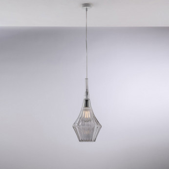 Bonetti Illumina Lampada a sospensione con singolo diffusore in vetro dal design moderno Zeus