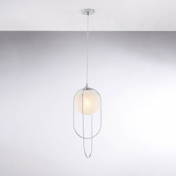 Bonetti Illumina Lampada a sospensione moderna con struttura in metallo e diffusore in vetro Erik