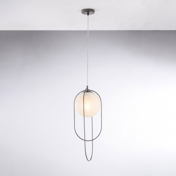 Bonetti Illumina Lampada a sospensione moderna con struttura in metallo e diffusore in vetro Erik