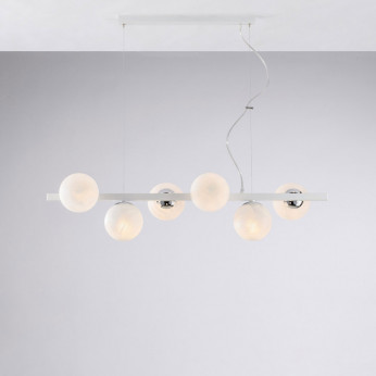 Bonetti Illumina Lampada a sospensione moderna media struttura in metallo e diffusori in vetro Adrian