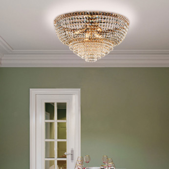 Bonetti Illumina Lampada da soffitto classica con struttura grande in metallo e paralume in vetro Wagner