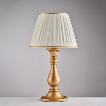 Bonetti Illumina Lampada da tavolo classica con struttura in legno e paralume in tessuto Lucca