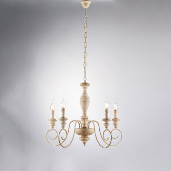 Bonetti Illumina Lampadario classico con 5 braccia e struttura in metallo regolabile in altezza Cascina