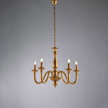 Bonetti Illumina Lampadario classico con 5 diffusori e struttura in legno regolabile in altezza Lucca