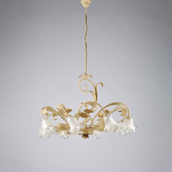 Bonetti Illumina Lampadario classico grande 8 diffusori in vetro struttura in metallo regolabile Cesto
