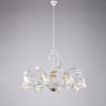 Bonetti Illumina Lampadario classico grande 8 diffusori in vetro struttura in metallo regolabile Cesto
