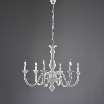 Bonetti Illumina Lampadario classico grande con 6 diffusori e struttura in legno regolabile Lucca