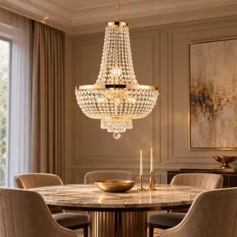 Bonetti Illumina Lampadario classico in metallo cromato con strass in cristallo Mozart