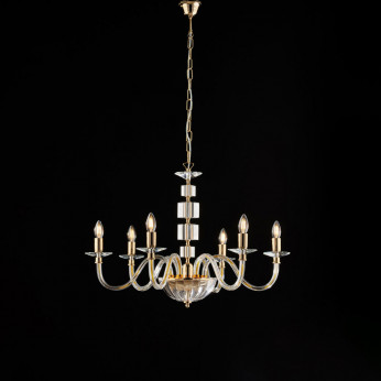Bonetti Illumina Lampadario classico medio 6 luci con struttura in metallo e dettagli in vetro Franz
