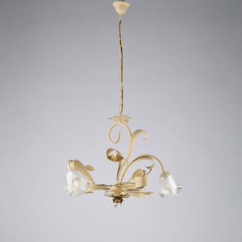 Bonetti Illumina Lampadario classico piccolo 3 diffusori in vetro struttura in metallo regolabile Cesto