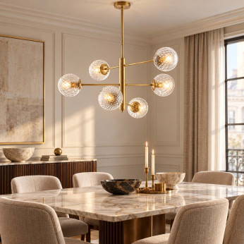 Bonetti Illumina Lampadario grande in metallo con 6 diffusori dal design moderno ed elegante Demetra
