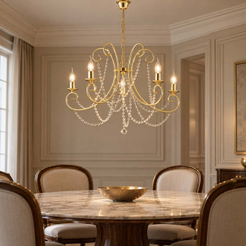 Bonetti Illumina Lampadario in metallo 5 luci con strass in cristallo Magda