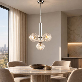 Bonetti Illumina Lampadario in metallo con diffusori in vetro dal design moderno Armonia