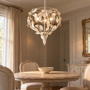 Bonetti Illumina Lampadario in metallo laccato con decorazione decape 3 luci Bella