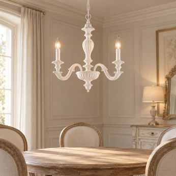 Bonetti Illumina Lampadario moderno in legno in stile classico con 3 luci Leonardo