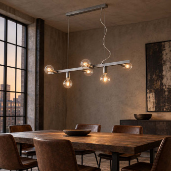 Bonetti Illumina Lampadario moderno lineare in metallo con 6 lampadine Fabian