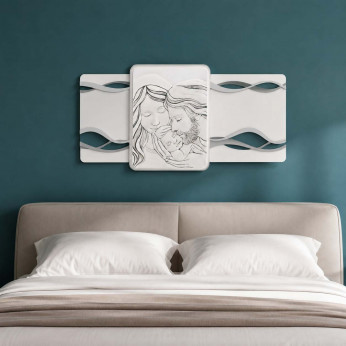Bongelli Preziosi Capezzale moderno per camera da letto con sacra famiglia su pannello in legno 