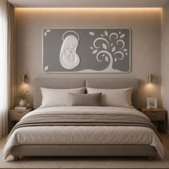 Bongelli Preziosi Capezzale per camera da letto capoletto moderno con maternità su legno 70x40 Albero della Vita