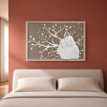 Bongelli Preziosi Capezzale per camera da letto con pannello in legno e figure in marmorino 