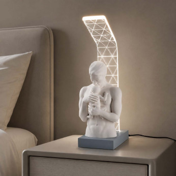 Bongelli Preziosi Lampada da comodino LED moderna con scultura abbraccio di papà