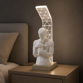 Bongelli Preziosi Lampada da comodino LED moderna con scultura abbraccio di papà 